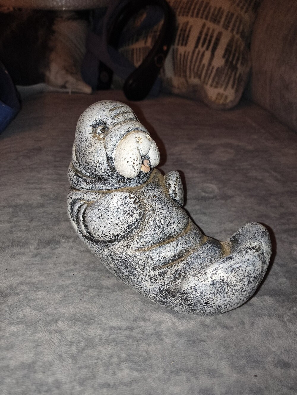 Decorative Gray Manatee Figurine for Small Pet Areas